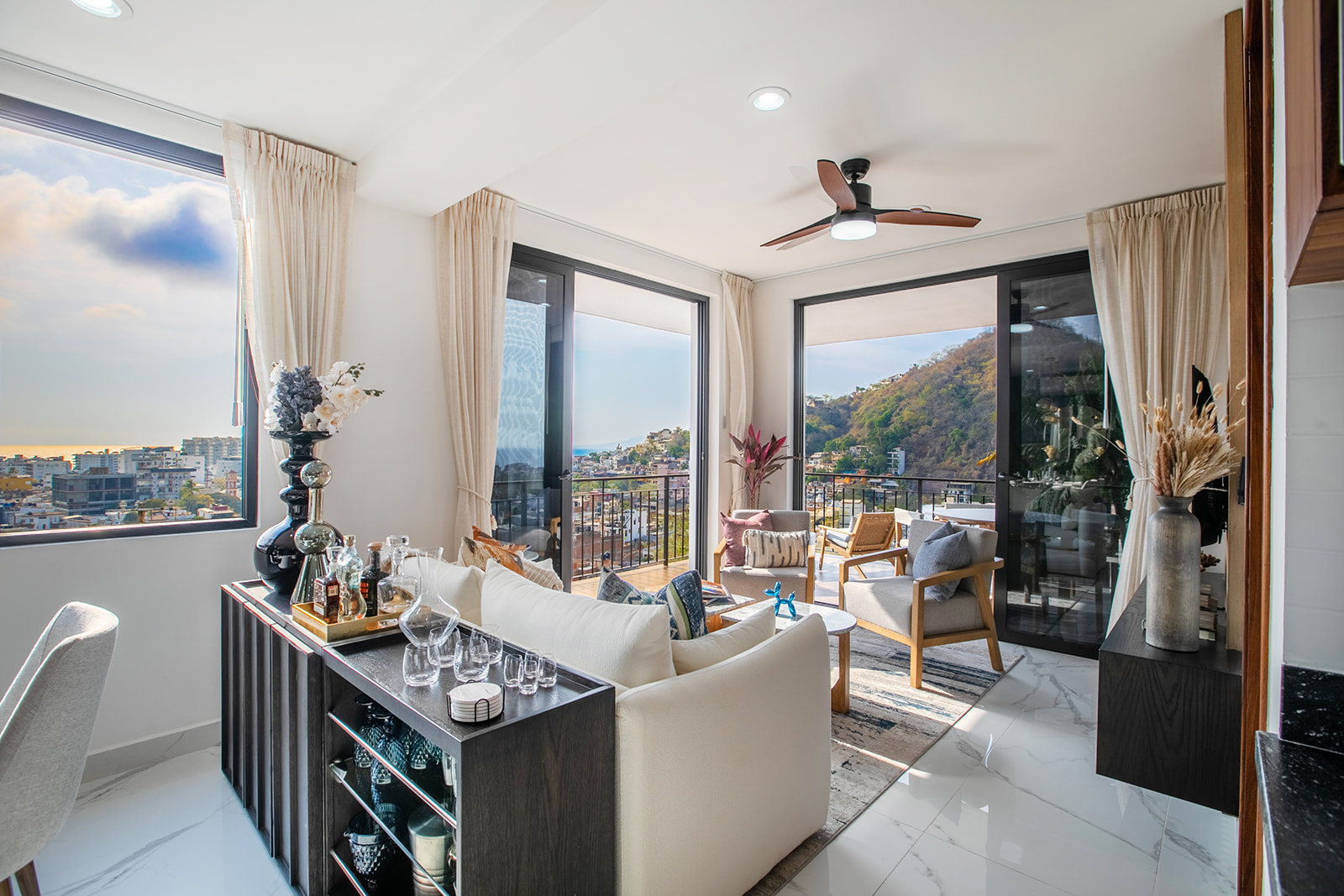 Modern living area with open terrace