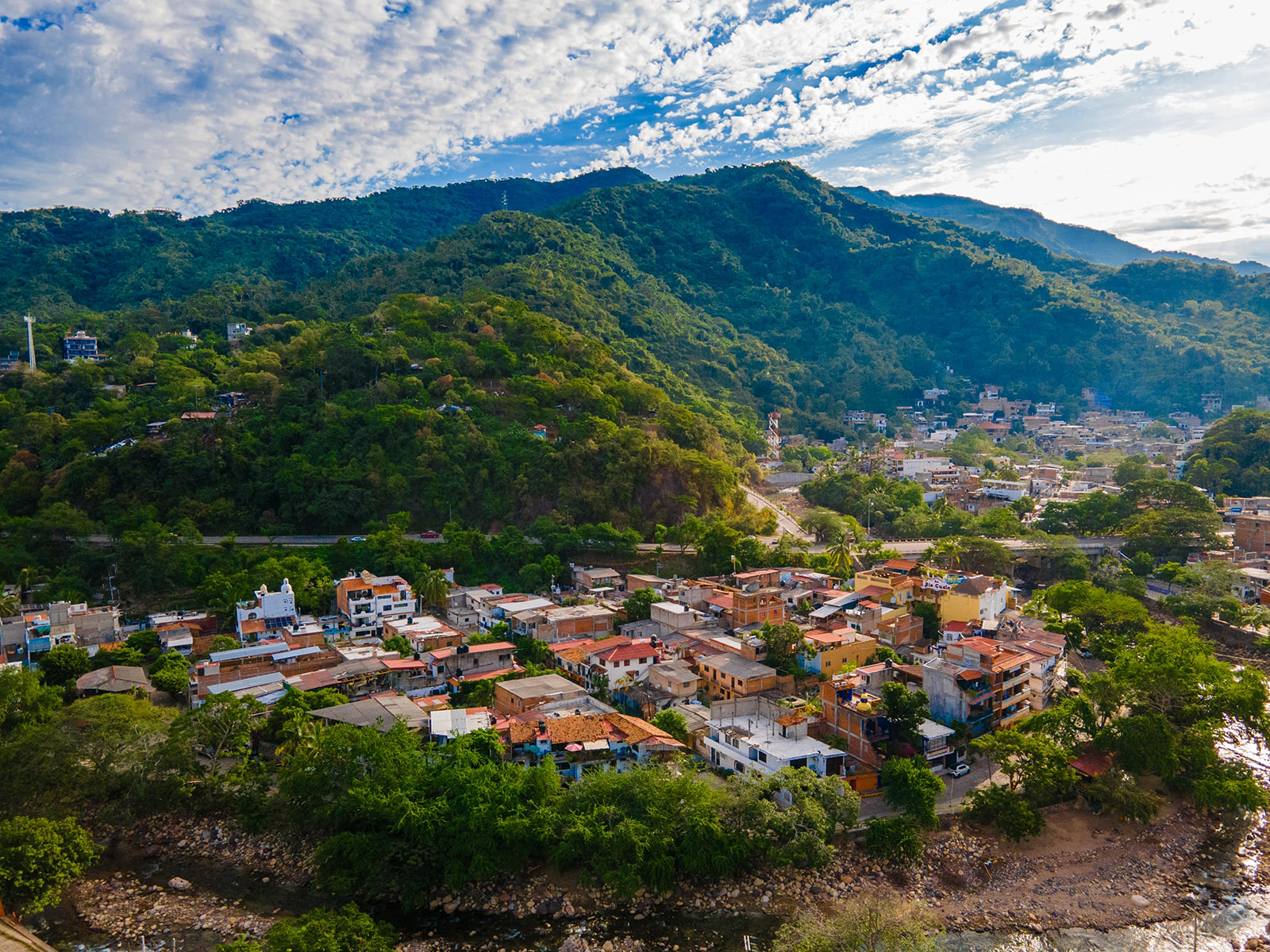 View of the river and valley from terrace